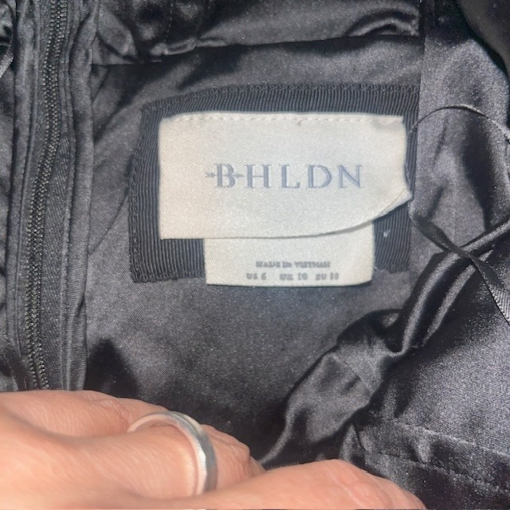 BHLDN Floral Jacquard Strapless‎ Gown Midi Dress Black 6 - Picture 10 of 11